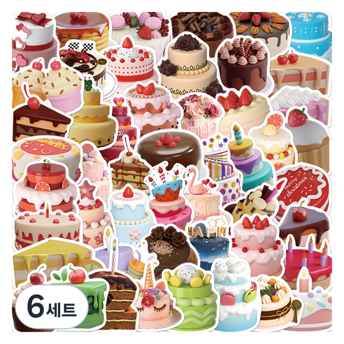 특별한상점 캐리어 노트북 여행 방수 스티커 세트 TT112-50PCS, 스윗 데이, 6세트
