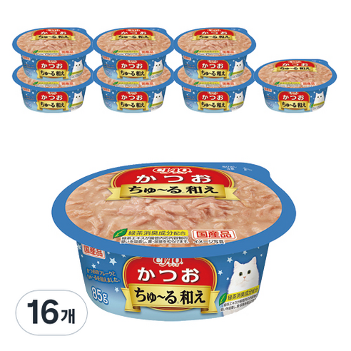 챠오츄르 이나바 고양이 범벅컵, 16개, 85g, 가다랑어