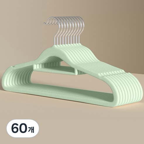 솔브리빙 논슬립 내구성 좋은 옷걸이 38cm, 그린, 60개
