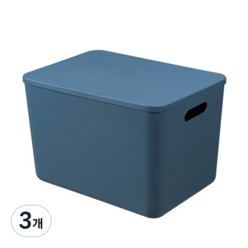 정리왕 필수품 마카롱 플라스틱 수납함 A 24L, 블루, 3개
