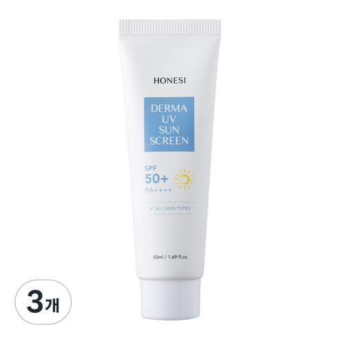 어니시 더마 UV 선크림 SPF50+ PA++++, 3개, 50ml
