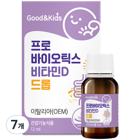 내츄럴플러스 굿앤키즈 프로바이오틱스 비타민D 드롭, 7개, 12ml