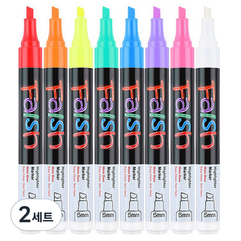 다다 형광 윈도우 글라스 블랙보드 마카펜 8색 세트, 혼합색상, 2세트