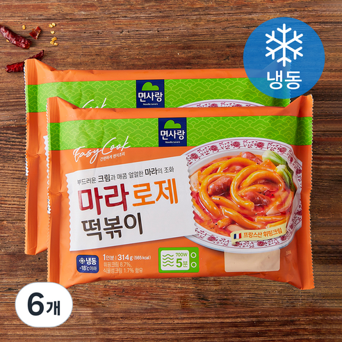 면사랑 마라로제 떡볶이 (냉동), 314g, 6개