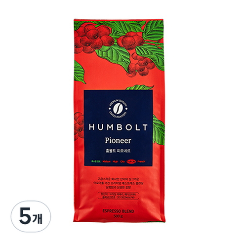훔볼트 피오네르 스페셜티 블렌드 원두커피, 홀빈(분쇄안함), 226g, 5개