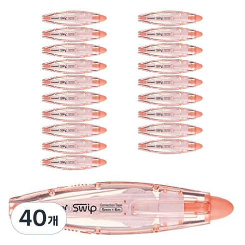 모나미 노크식 수정테이프 SWIP, 코랄, 40개