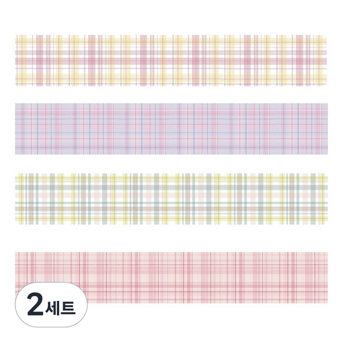 마켓A 플레이드 종이 마스킹테이프 2cm x 2m 4종 세트, TYPE3, 2세트