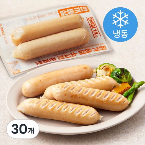 한끼통살 닭가슴살 더블 소시지 훈제맛 (냉동), 100g, 30개