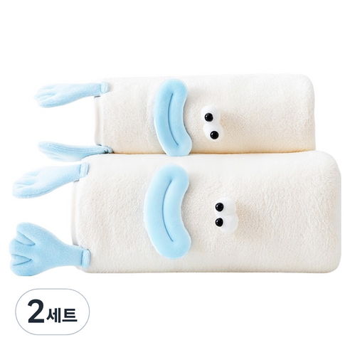 키즈트리 극세사 샤워 목욕 고리 수건 + 타월 세트 SN-013, 블루, 2세트