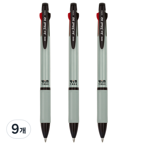 자바펜 제트 3볼 biz 빈티지 펜 0.7mm, 그린, 9개