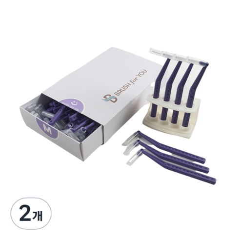 브러쉬포유 L형 치간칫솔 M 1.2mm 50p + 거치대 세트, 2개