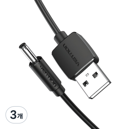 벤션 USB A-DC 3.5mm 충전케이블 CEX, 1.5m, 블랙, 3개
