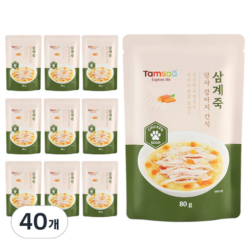 탐사 강아지 보양간식, 80g, 40개, 삼계죽