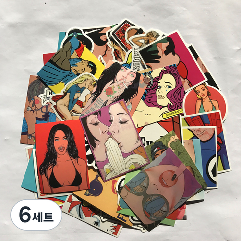 어가네닷컴 깜찍한 캐릭터 로고 방수 캐리어 감성 스티커 캐리어 어디든 붙이고 놀이 꾸미기 50종 세트, 16 선정적인, 6세트