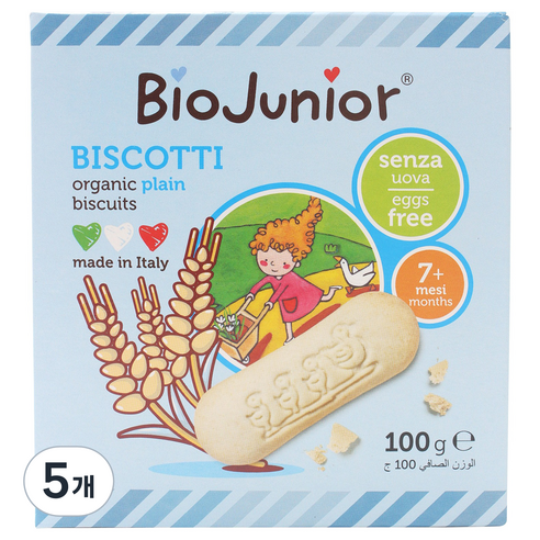바이오주니어 유기농 플레인 비스킷, 100g, 5개