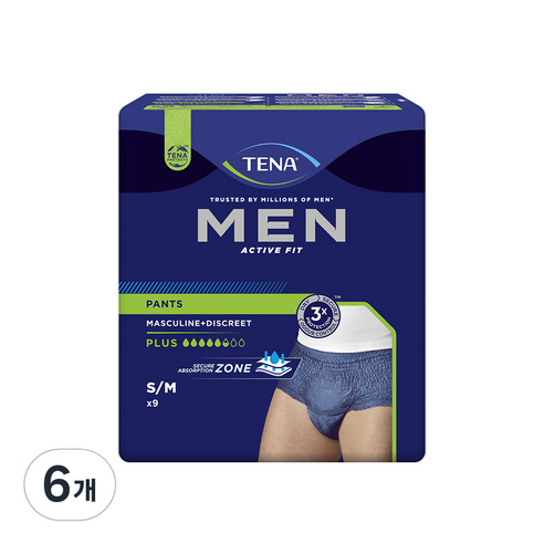 테나 맨 언더웨어 성인기저귀 중형, 9개입, 6개