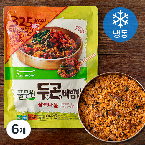 풀무원 두부곤약 비빔밥 삼색나물 (냉동), 400g, 6개