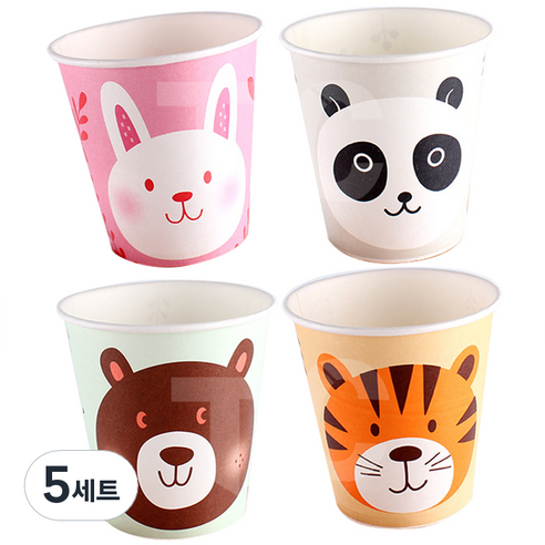 피에이치 애니멀 종이컵 4종 세트 190ml, 40개입, 5세트
