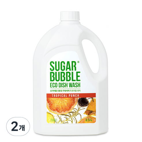슈가버블 친환경 주방세제 트로피칼 펀치, 2.5L, 2개