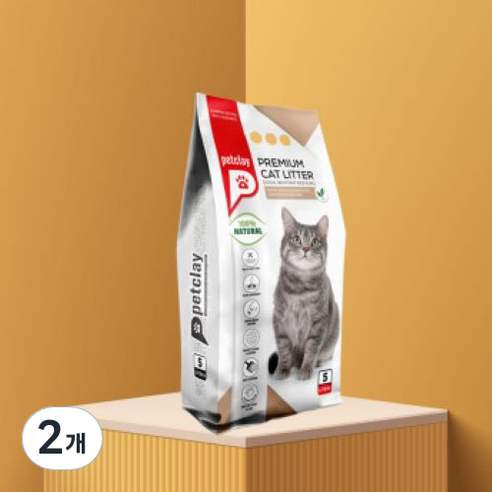 고양이 프리미엄 모래 펫샌드 내츄럴, 2개, 5L
