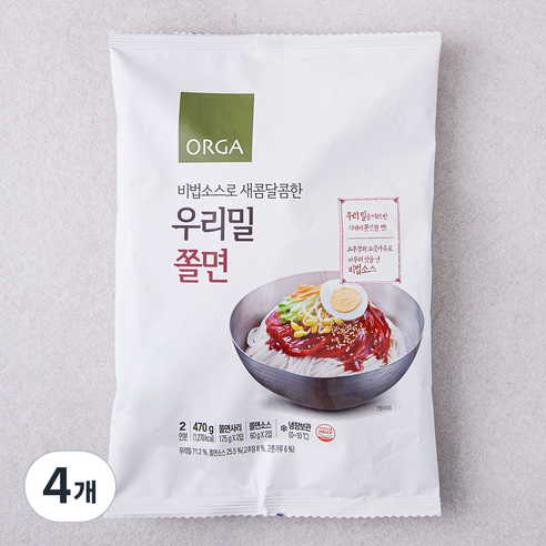 ORGA 비법소스로 새콤달콤한 우리밀 쫄면 2인분, 470g, 4개