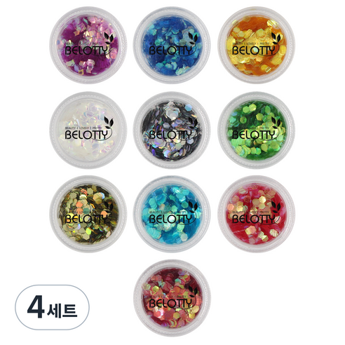 벨로티 육각형 젤네일 글리터 10종 세트, 혼합색상, 4세트