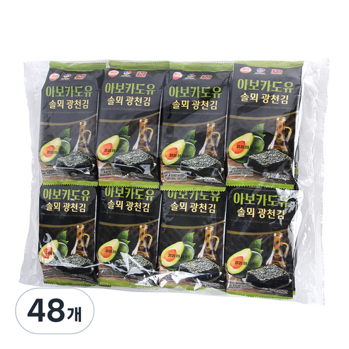 더국민 아보카도유 솔뫼 광천김 16p, 64g, 3개