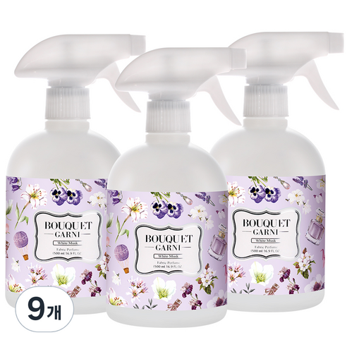 부케가르니 섬유탈취제 화이트 머스크, 500ml, 9개