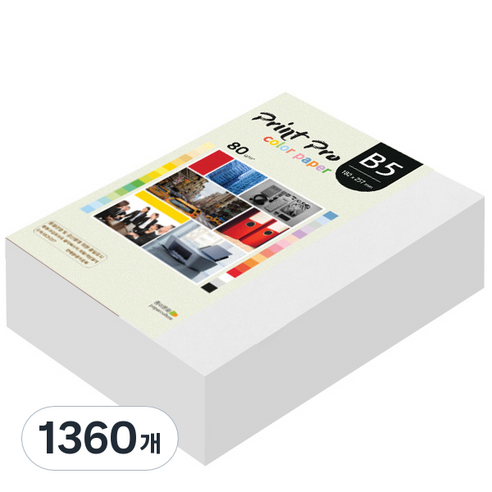 종이문화 프린트 프로 칼라복사지 No.30 스노우화이트 80g, B5, 1360개