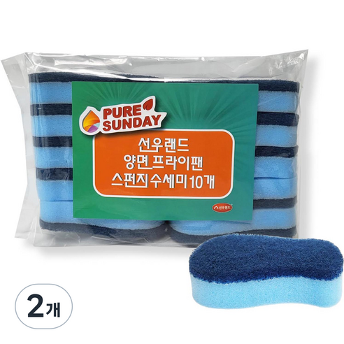 퓨어썬데이 선우랜드 양면 프라이팬 전용 수세미, 10개입, 2개