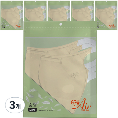 이비에 에어 귀편한 얼큰이 새부리형 마스크 중형, 30개입, 3개, 베이지