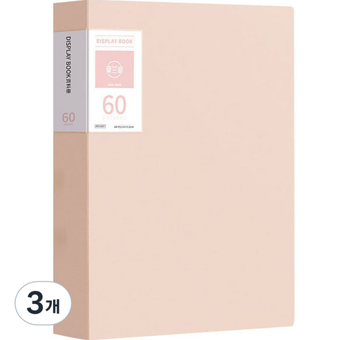 서류정리 A4 클리어파일 60p, 핑크, 3개