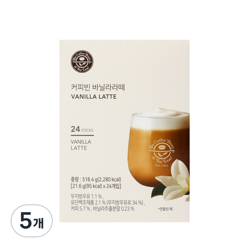 커피빈 바닐라라떼, 21.6g, 24개입, 5개