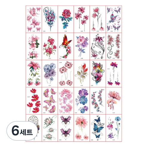 포커머스 헤나 타투 스티커 미니 30종 세트, 6세트, G타입