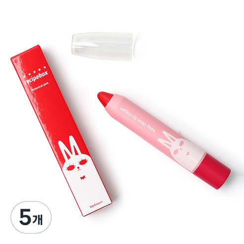 레시피박스 어린이 이지클린 립크레용 3g, 보타니컬핑크, 5개