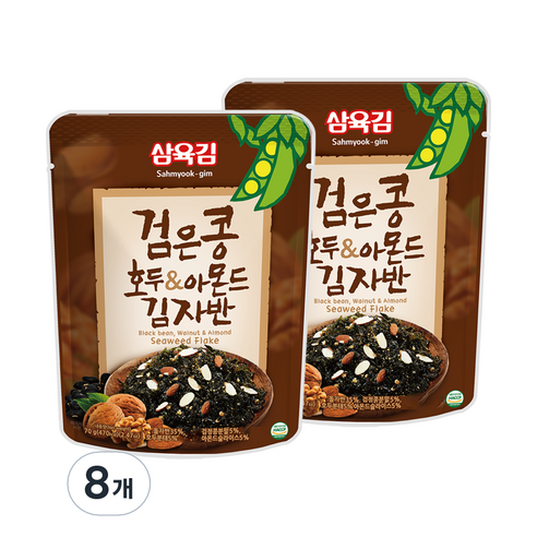 삼육김 검은콩 호두 아몬드 김자반, 70g, 8개