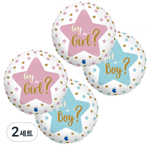 그라보벌룬 은박풍선 젠더리빌 양면 2종 x 2p 세트, 혼합색상, 2세트