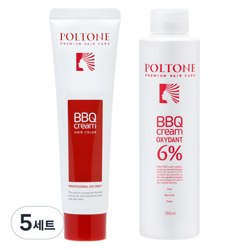 폴톤 BBQ 크림 150ml + 옥시던트 6% 산화제 150ml 세트, 7GN 새치를 위한 밝은 황갈색, 5세트