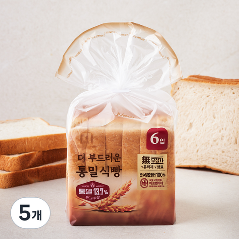 델리팜 더 부드러운 통밀식빵 6입, 380g, 5개