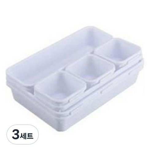 원더스토어 서랍 정리함 트레이 데스크 오거나이저 세트, 화이트, 3세트