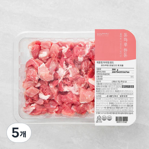 돈마루 한돈 앞다리 찌개용 (냉장), 500g, 5개