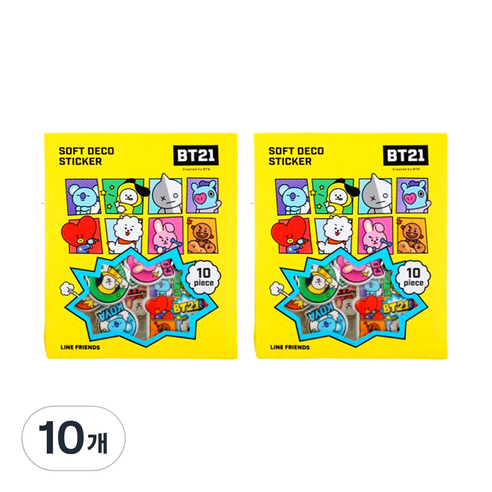 BT21 엠보플레이크 스티커, 코믹팝, 10개