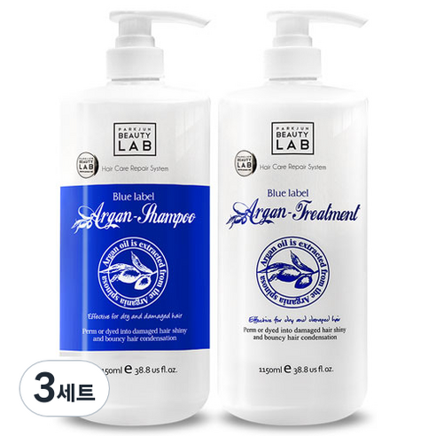 박준뷰티랩 블루라벨 아르간 샴푸 1150ml + 트리트먼트 1150ml 세트, 3세트