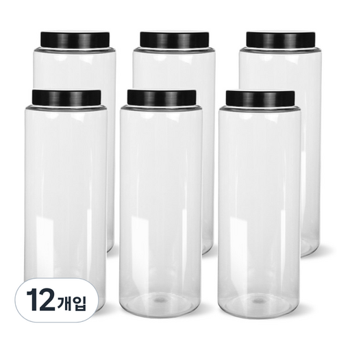 팜스원형 밀폐용기 블랙 1500ml, 6개, 본체 + 뚜껑
