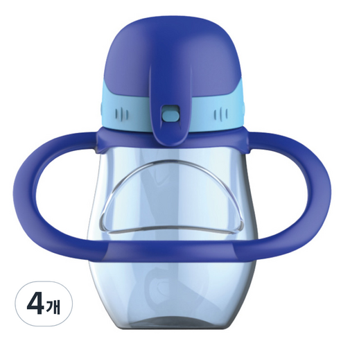 버즈 흘림방지 양손 빨대컵 300ml, 블루, 4개