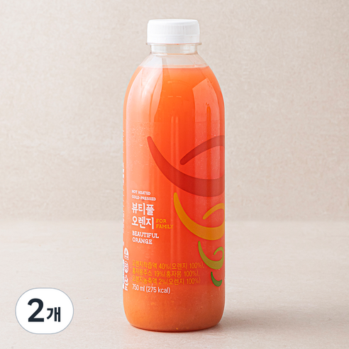 잠바주스 과채주스 뷰티풀오렌지 for family, 750ml, 2개