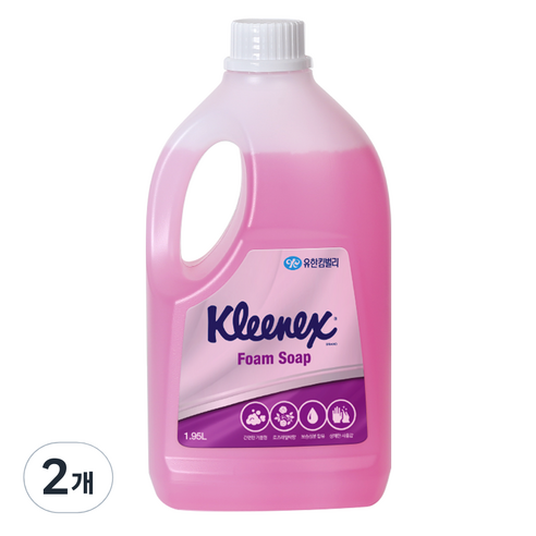 크리넥스 소프트 폼 솝 로즈라일락, 1.95L, 2개