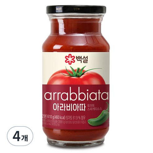 백설 아라비아따 토마토 스파게티 소스, 610g, 4개