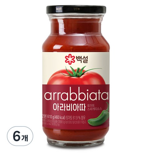 백설 아라비아따 토마토 스파게티 소스, 610g, 6개
