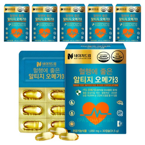 네이처드림 혈행에 좋은 알티지오메가3 31.5g, 30정, 6개